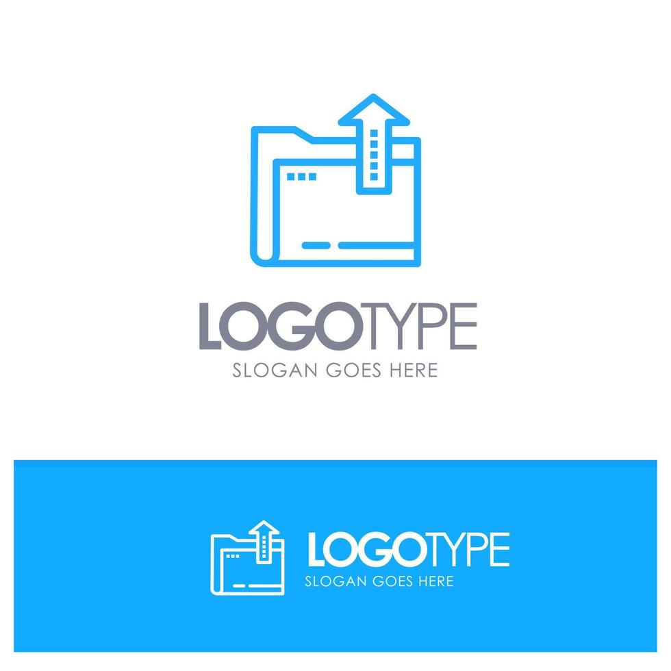 Folder Document File Storage Blue Logo Line Style vector