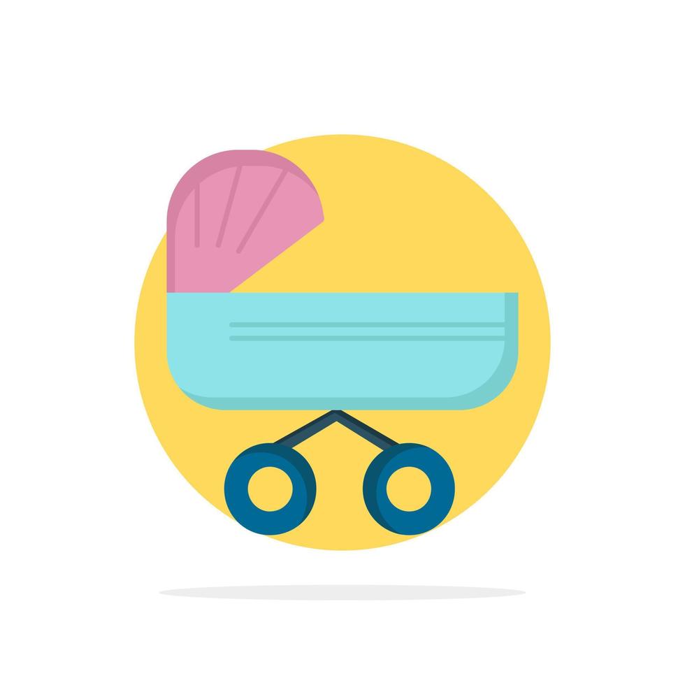 trolly baby kids push stroller Flat Color Icon Vector