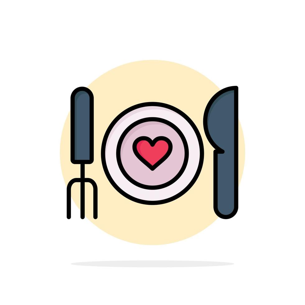 cena comida romántica fecha pareja círculo abstracto fondo color plano icono vector