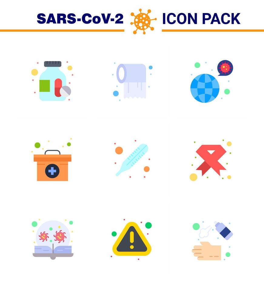 25 Coronavirus Emergency Iconset Blue Design such as temperature medicine bacteria medical case case viral coronavirus 2019nov disease Vector Design Elements