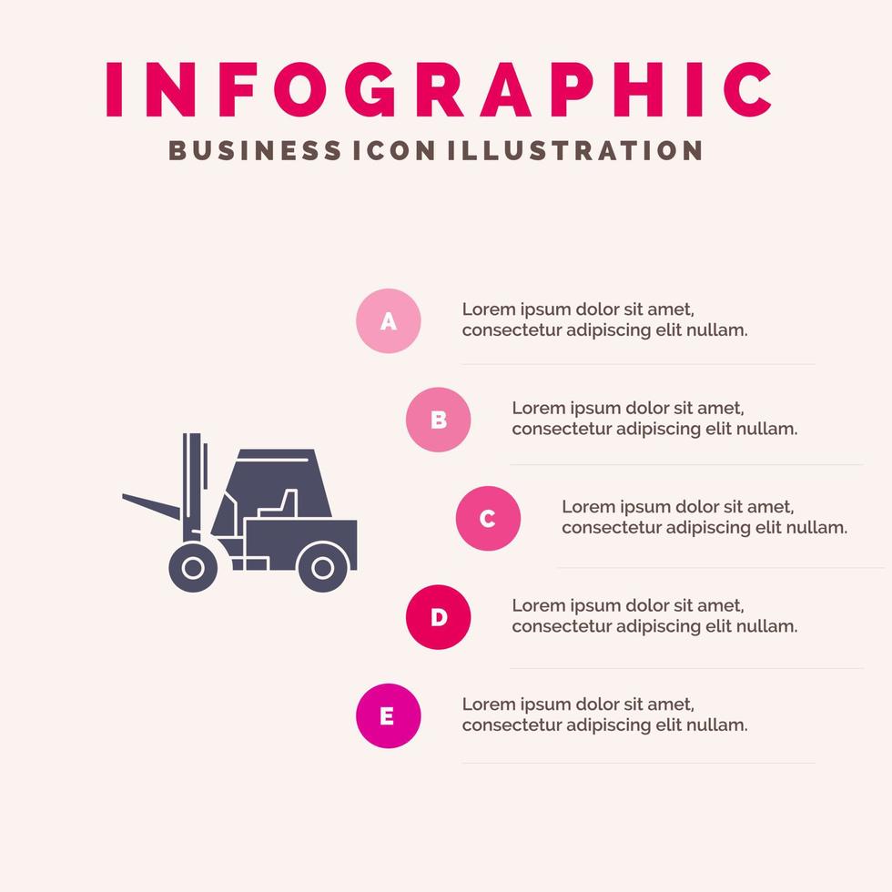 elevador camión elevador transporte sólido icono infografía 5 pasos presentación antecedentes vector