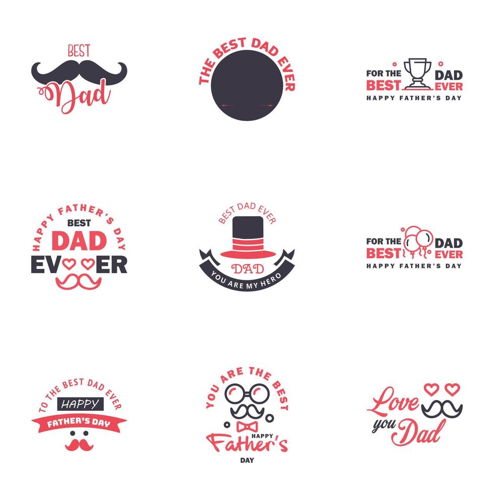 Happy fathers day 9 Black and Pink Typography Fathers day background design Fathers day greeting card Editable Vector Design Elements