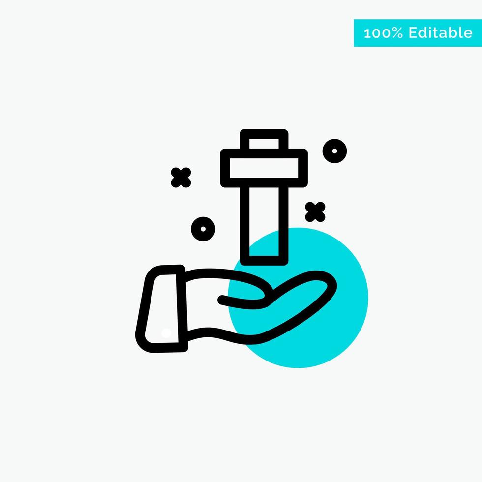 Hand Celebration Christian Cross Easter turquoise highlight circle point Vector icon
