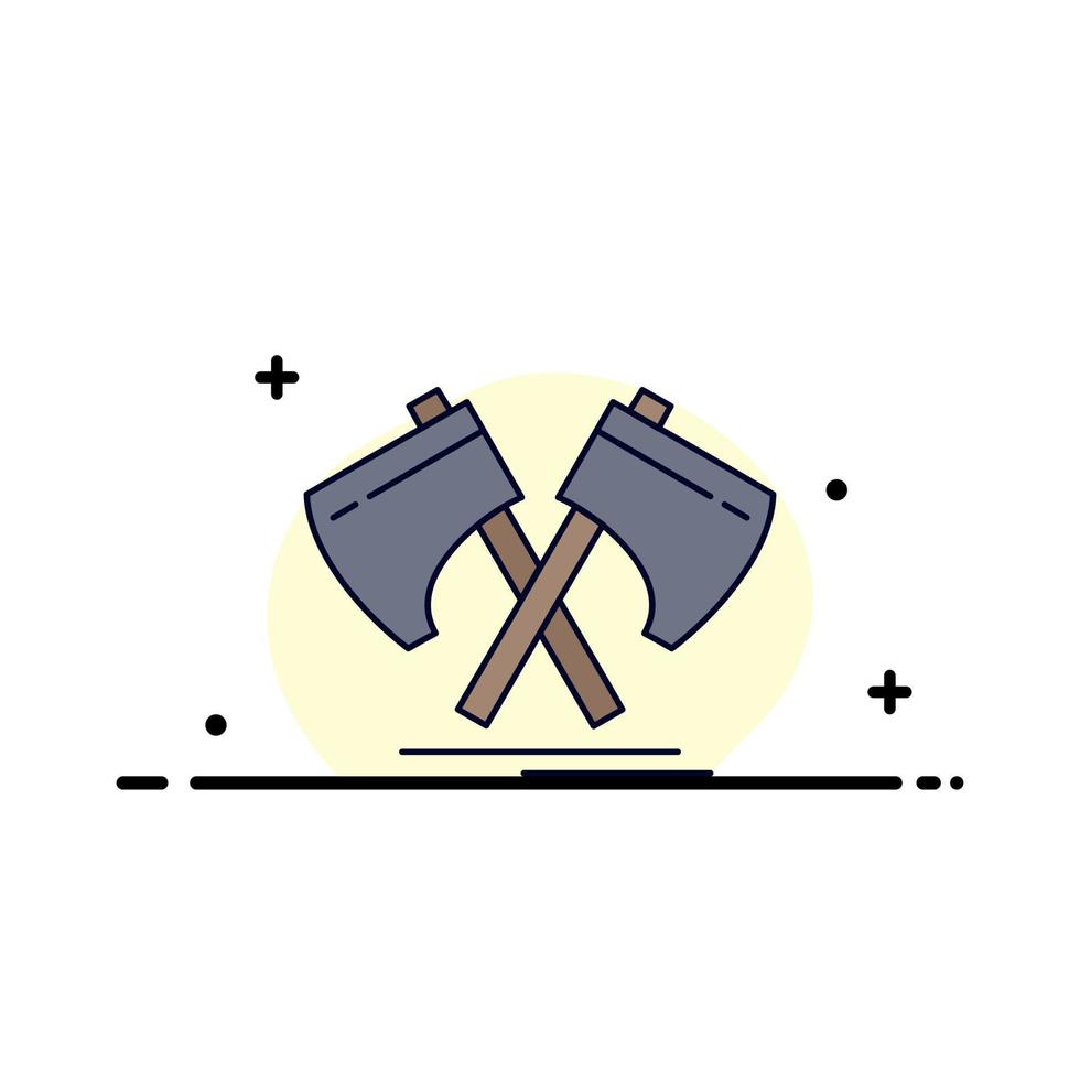 Axe hatchet tool cutter viking Flat Color Icon Vector