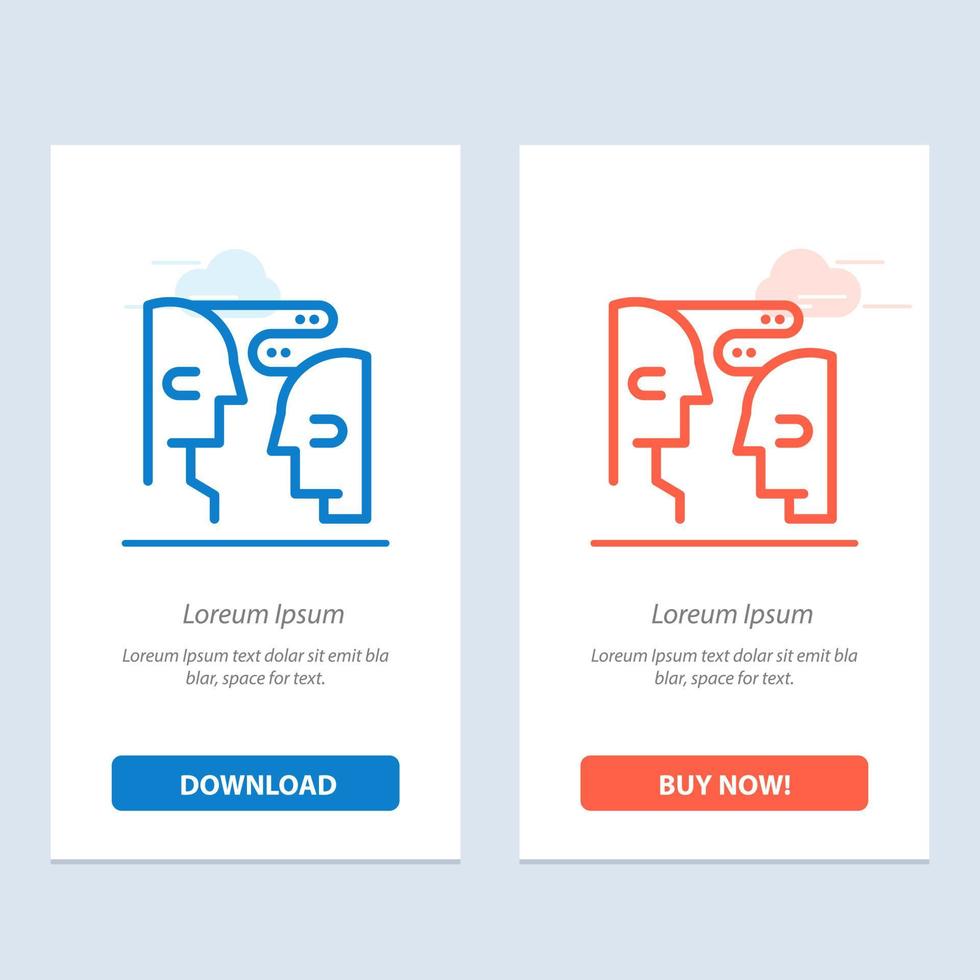 Brain Communication Human Interaction  Blue and Red Download and Buy Now web Widget Card Template vector