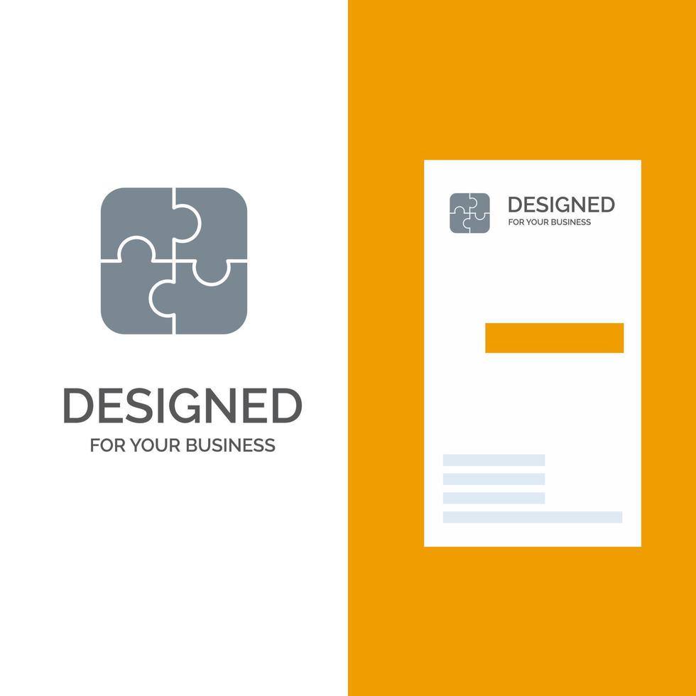 Puzzle Parts Strategy Teamwork Grey Logo Design and Business Card Template vector