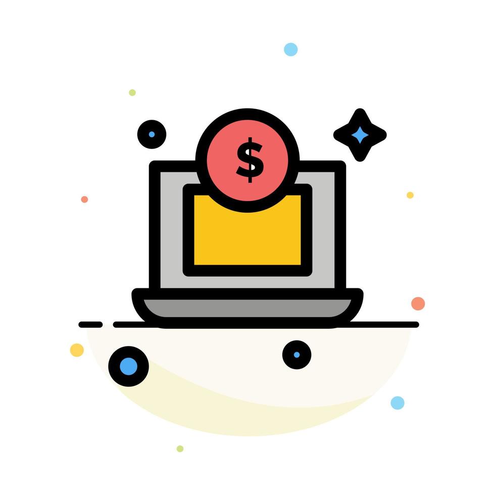 Laptop Dollar Money Abstract Flat Color Icon Template vector