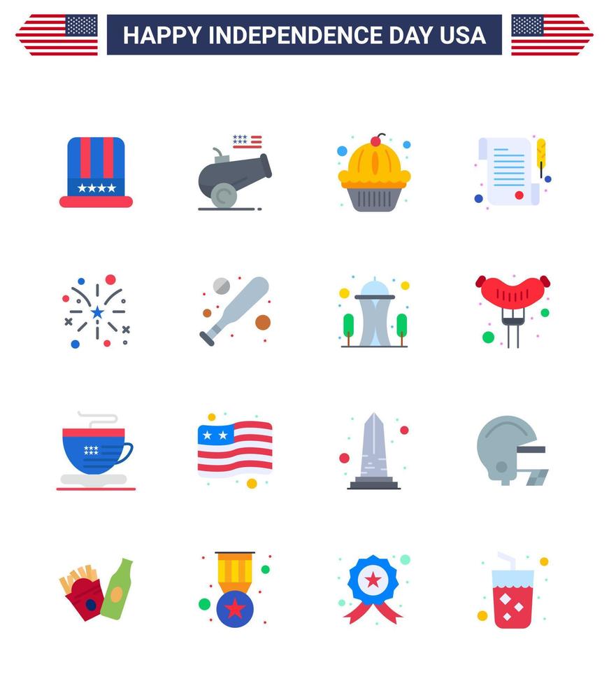 16 iconos creativos de estados unidos, signos de independencia modernos y símbolos del 4 de julio de fuegos artificiales estadounidenses, papel del día estadounidense, elementos de diseño vectorial editables del día de estados unidos vector