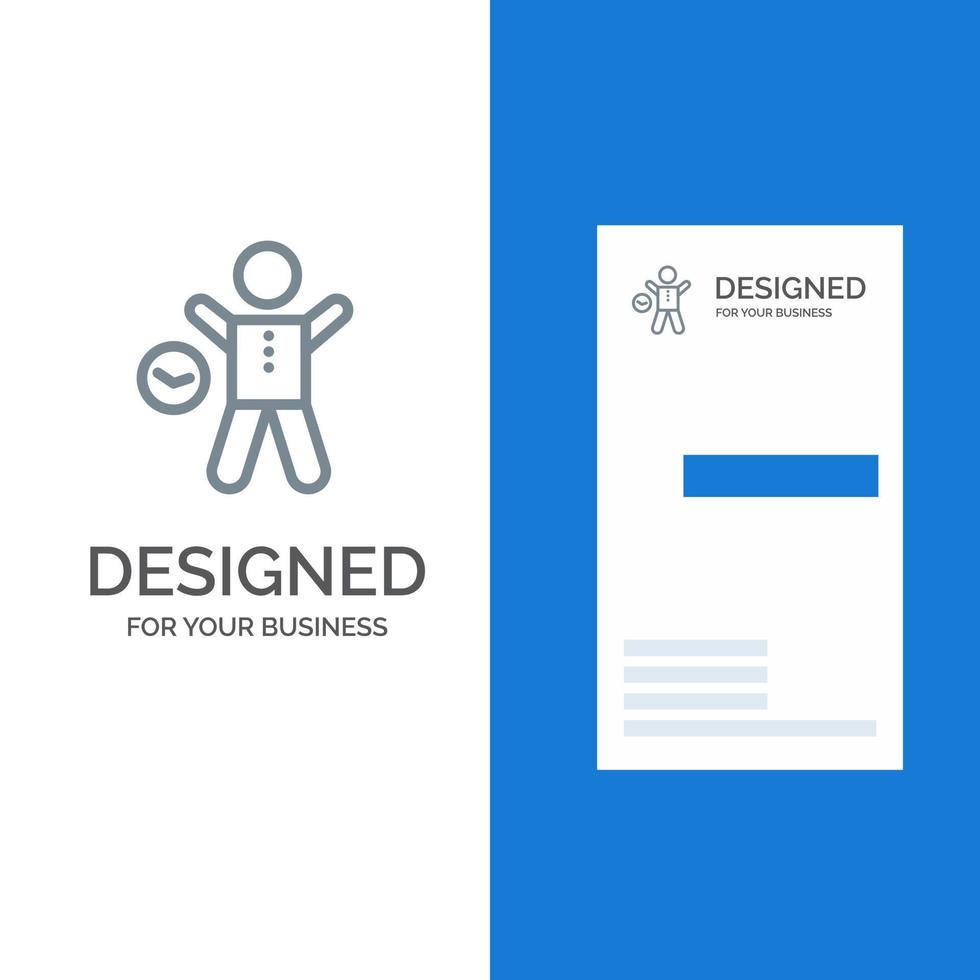 Exercise Gym Time Health Man Grey Logo Design and Business Card Template vector
