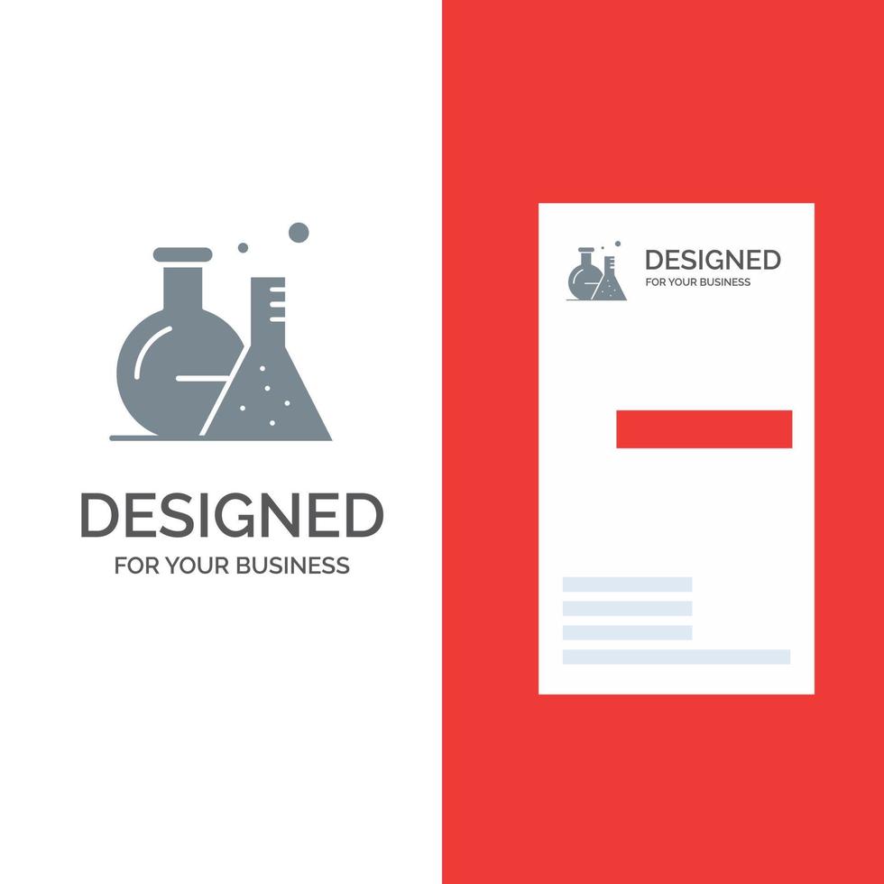 Tube Flask Lab Science Grey Logo Design and Business Card Template vector