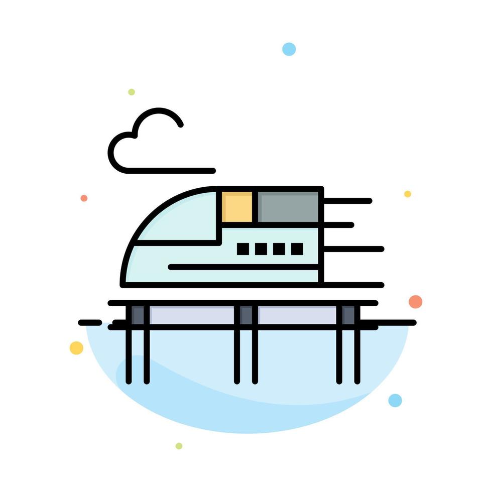 Train Bullet Transport Abstract Flat Color Icon Template vector