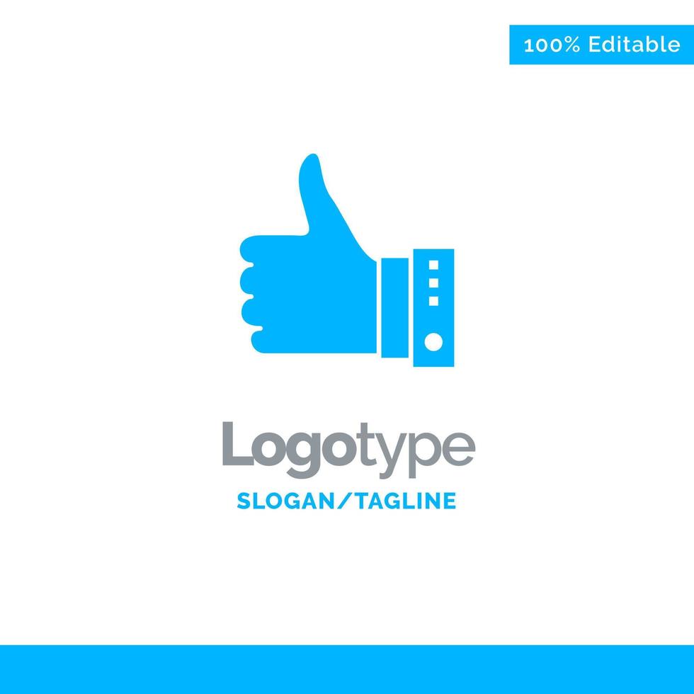 como gesto con el dedo mano pulgar hacia arriba sí plantilla de logotipo sólido azul lugar para el eslogan vector