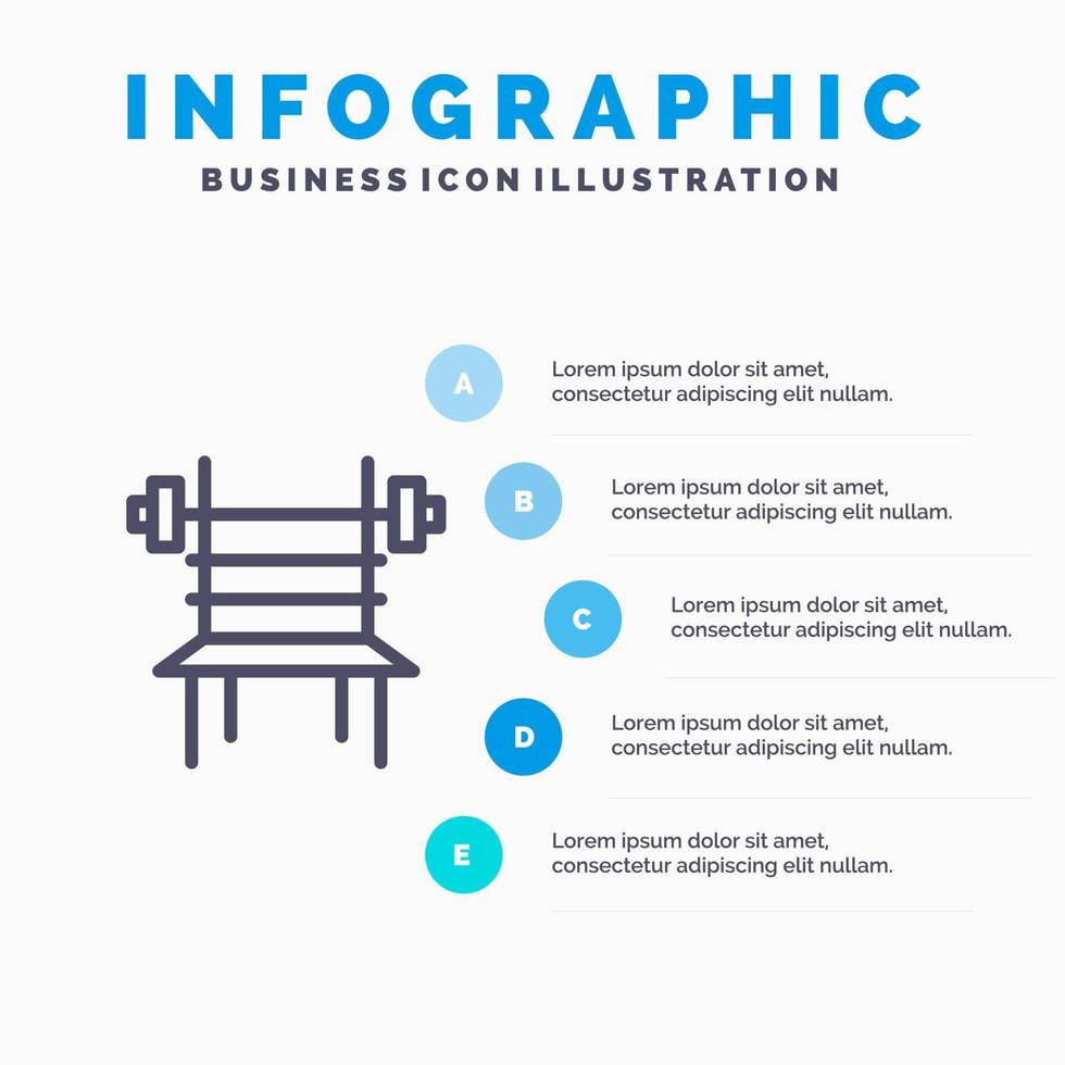 Balance Dumbbell Fitness Gym Machine Line icon with 5 steps presentation infographics Background vector