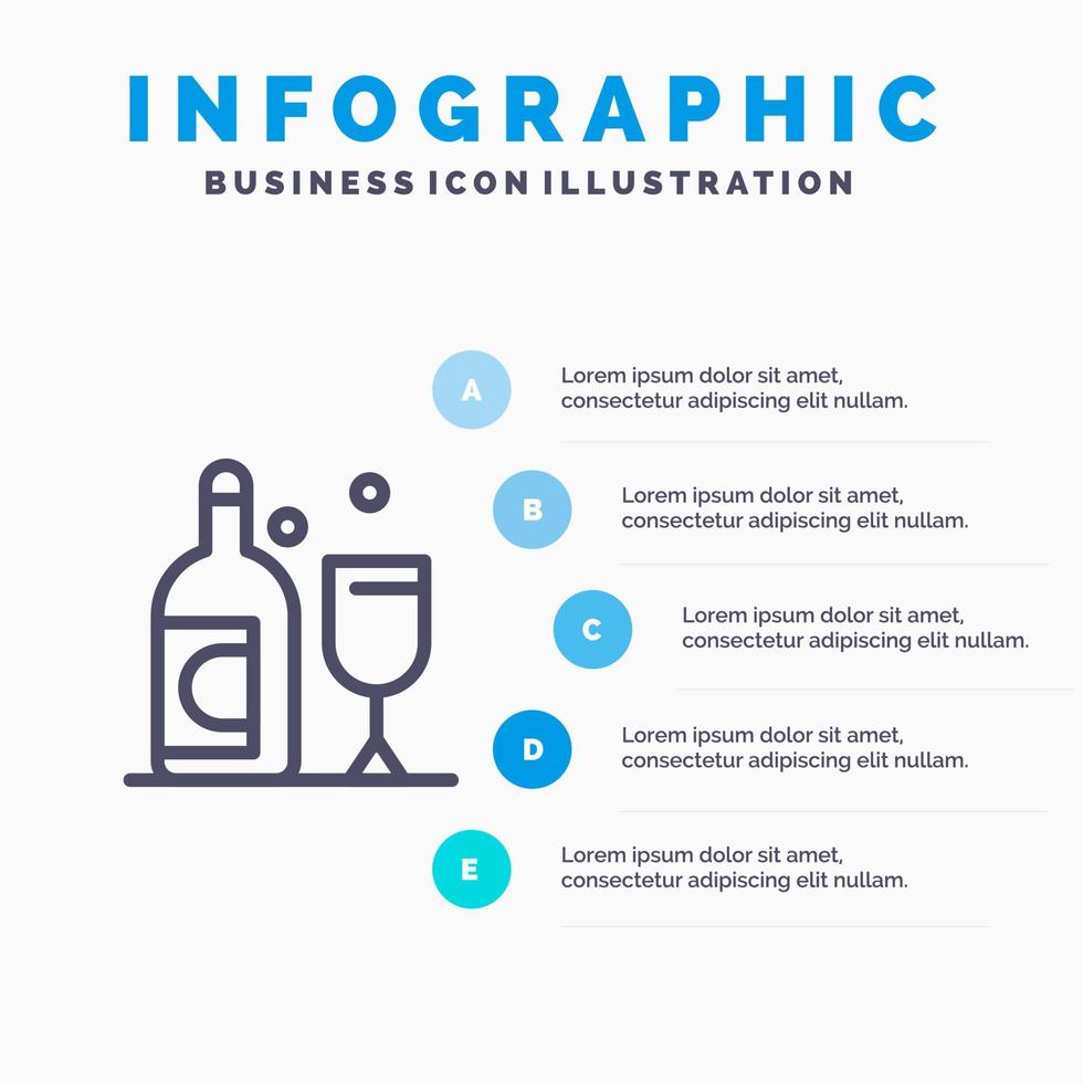 icono de línea de irlanda de vidrio de botella con fondo de infografía de presentación de 5 pasos vector