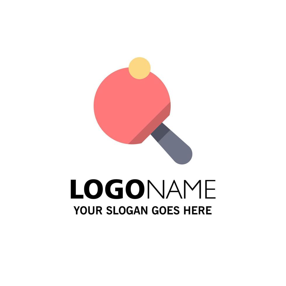 Pong Racket Table Tennis Business Logo Template Flat Color vector