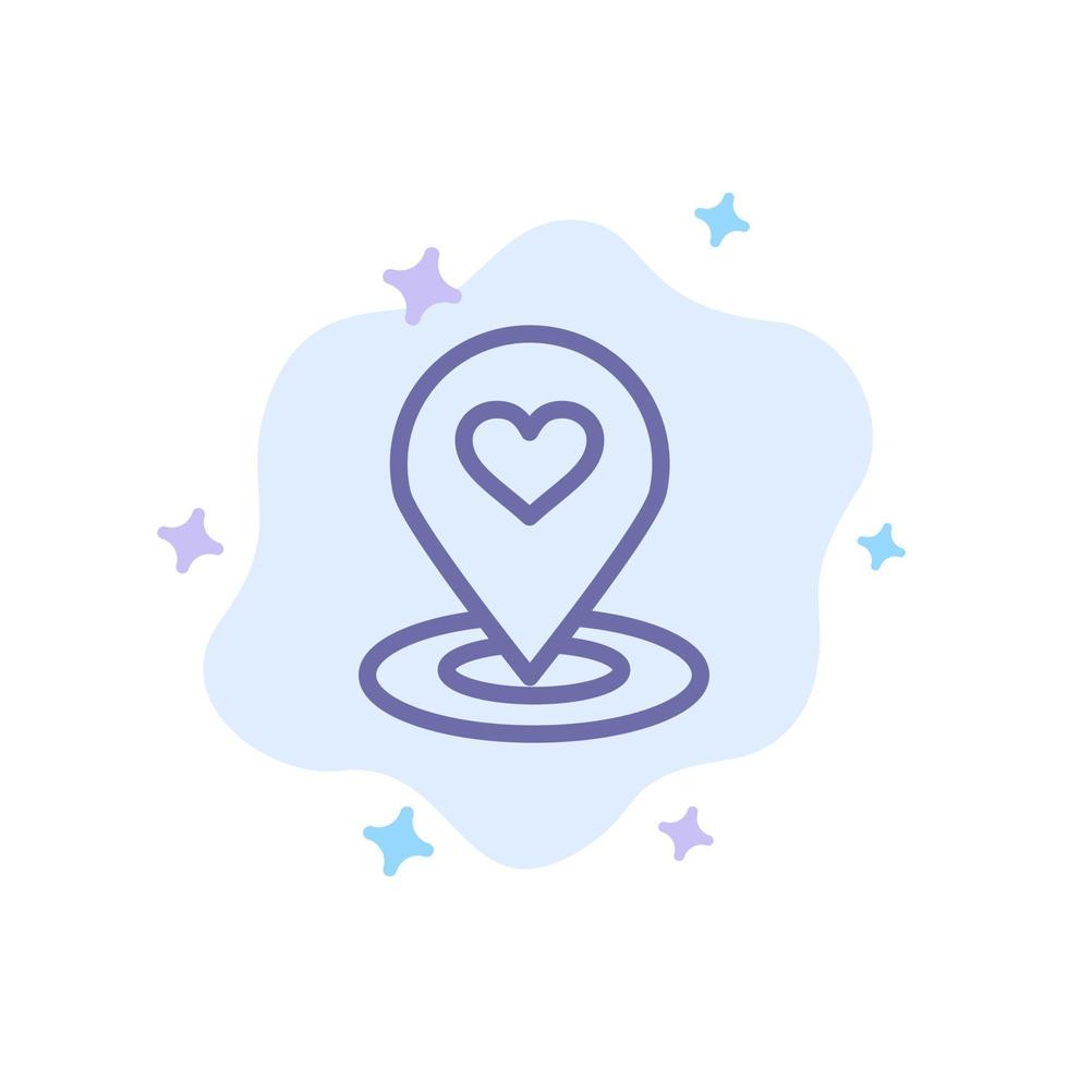 Location Map Location Finder Pin Heart Blue Icon on Abstract Cloud Background vector