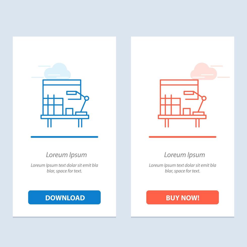 Workplace Desk Office Table  Blue and Red Download and Buy Now web Widget Card Template vector