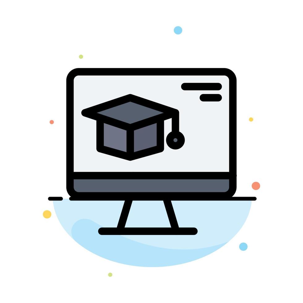 plantilla de icono de color plano abstracto de graduación de educación de tapa de computadora vector