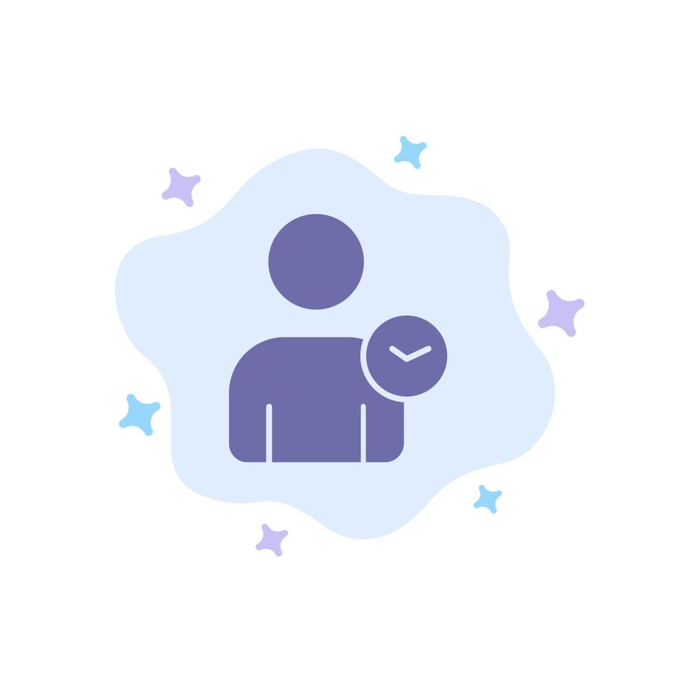 Man User Time Basic Blue Icon on Abstract Cloud Background vector