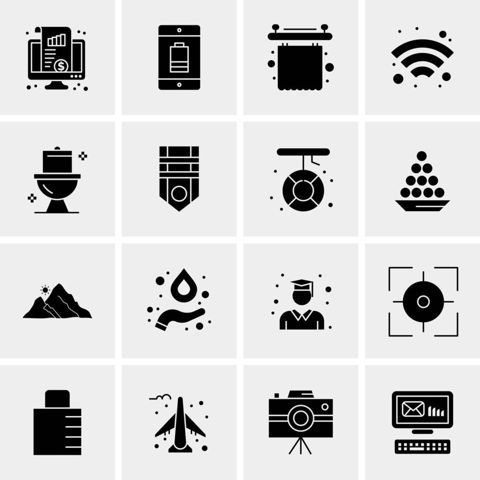 16 iconos universales de negocios vector ilustración de icono creativo para usar en proyectos relacionados con la web y dispositivos móviles