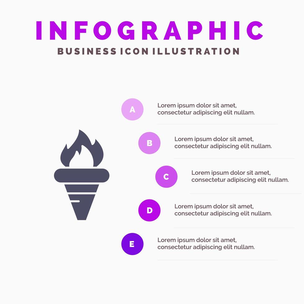 Flame Games Greece Holding Olympic Solid Icon Infographics 5 Steps Presentation Background vector