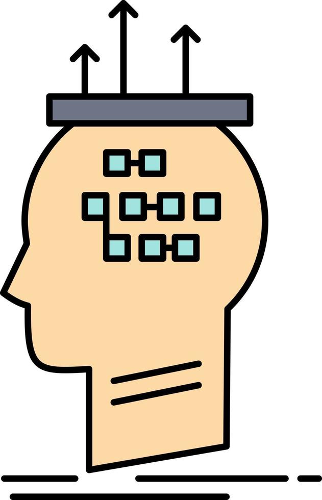 Algorithm brain conclusion process thinking Flat Color Icon Vector