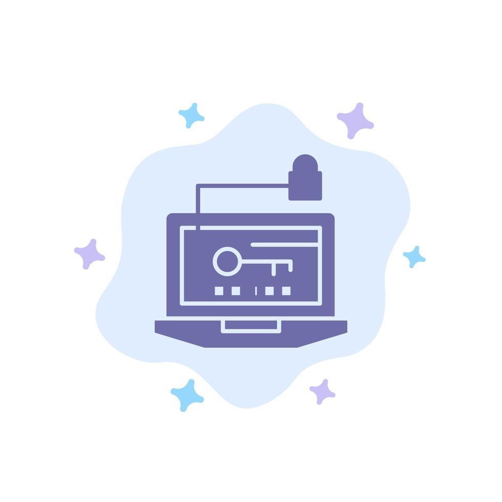 Access Computer Hardware Key Laptop Blue Icon on Abstract Cloud Background vector