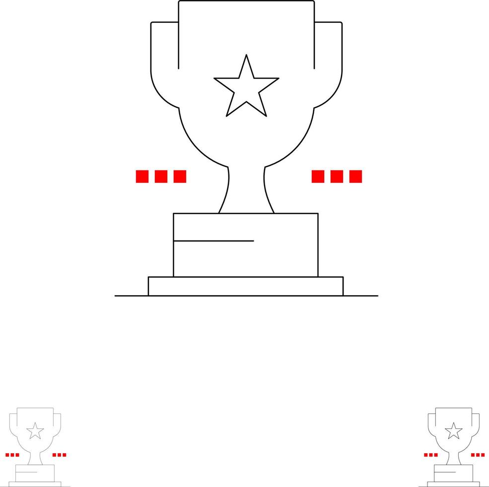 Cup Trophy Prize Achievement Bold and thin black line icon set vector