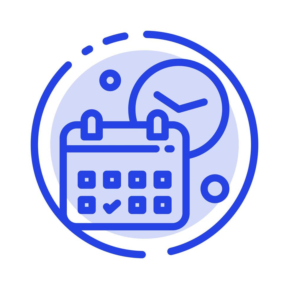 Calendar Date Day Time Job Blue Dotted Line Line Icon vector