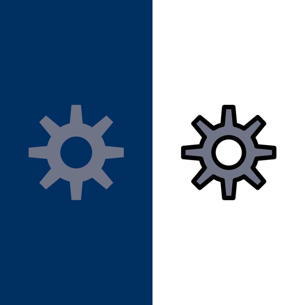 Gear Setting Wheel  Icons Flat and Line Filled Icon Set Vector Blue Background