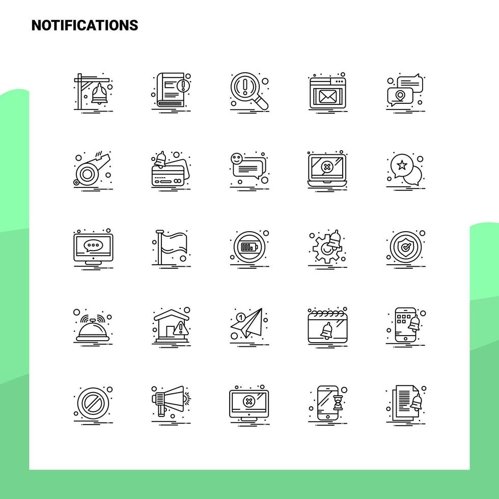 Set of Notifications Line Icon set 25 Icons Vector Minimalism Style Design Black Icons Set Linear pictogram pack