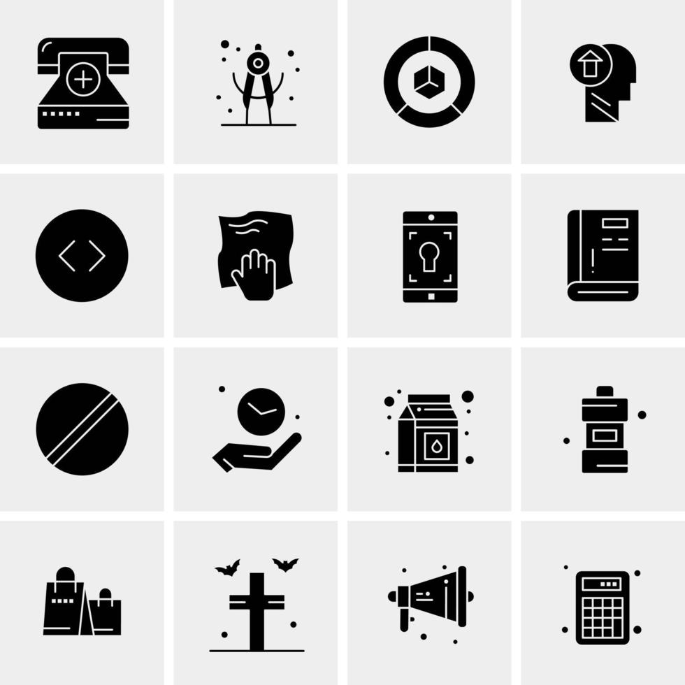 16 iconos universales de negocios vector ilustración de icono creativo para usar en proyectos relacionados con la web y dispositivos móviles