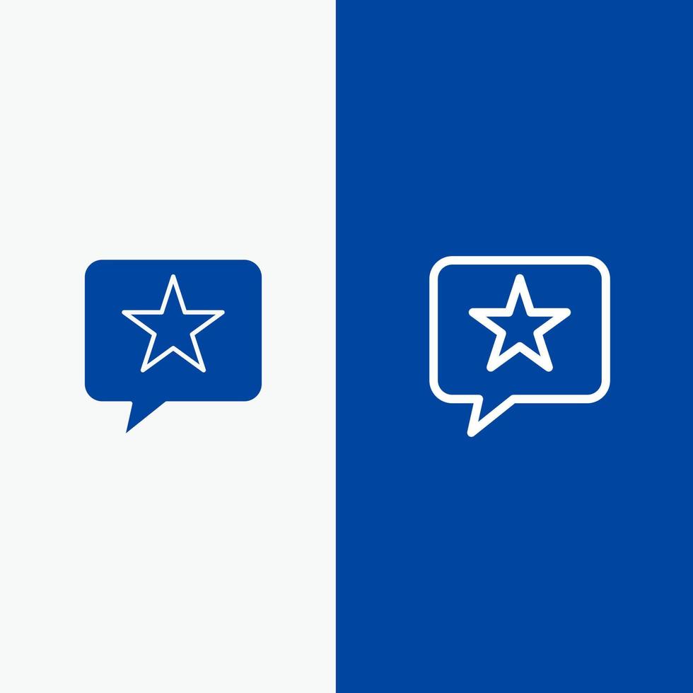 mensaje favorito de chat línea de estrella y glifo icono sólido bandera azul línea y glifo icono sólido bandera azul vector