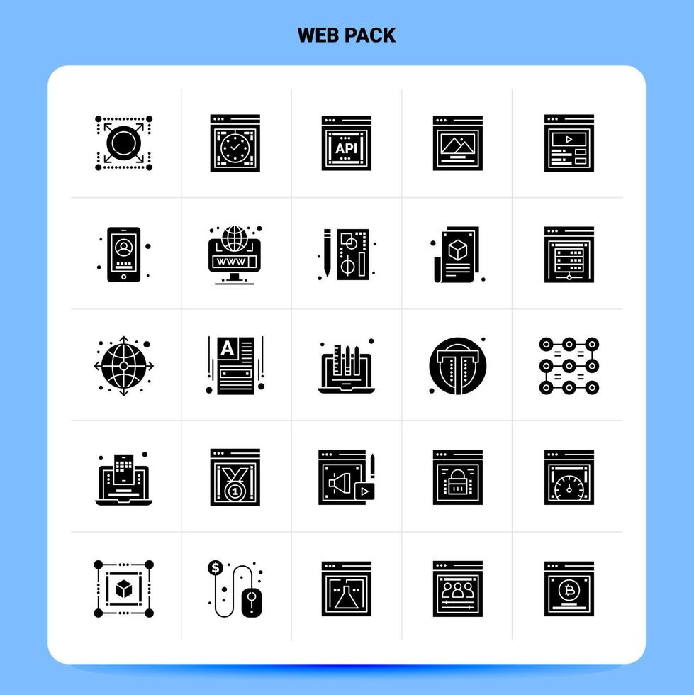 Solid 25 Web Pack Icon set Vector Glyph Style Design Black Icons Set Web and Mobile Business ideas design Vector Illustration