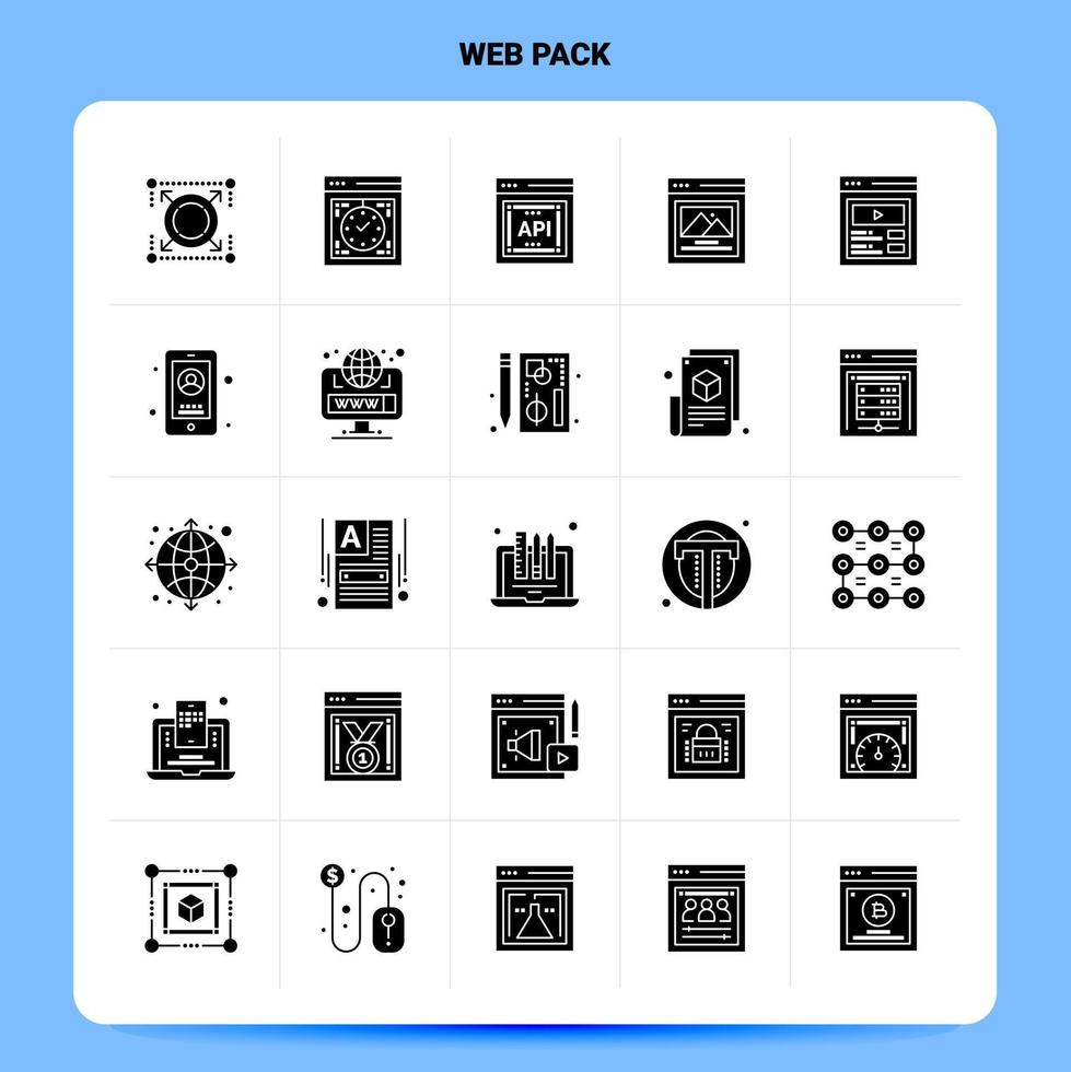 conjunto de iconos de paquete web sólido 25 diseño de estilo de glifo vectorial conjunto de iconos negros diseño de ideas de negocios web y móviles ilustración vectorial vector