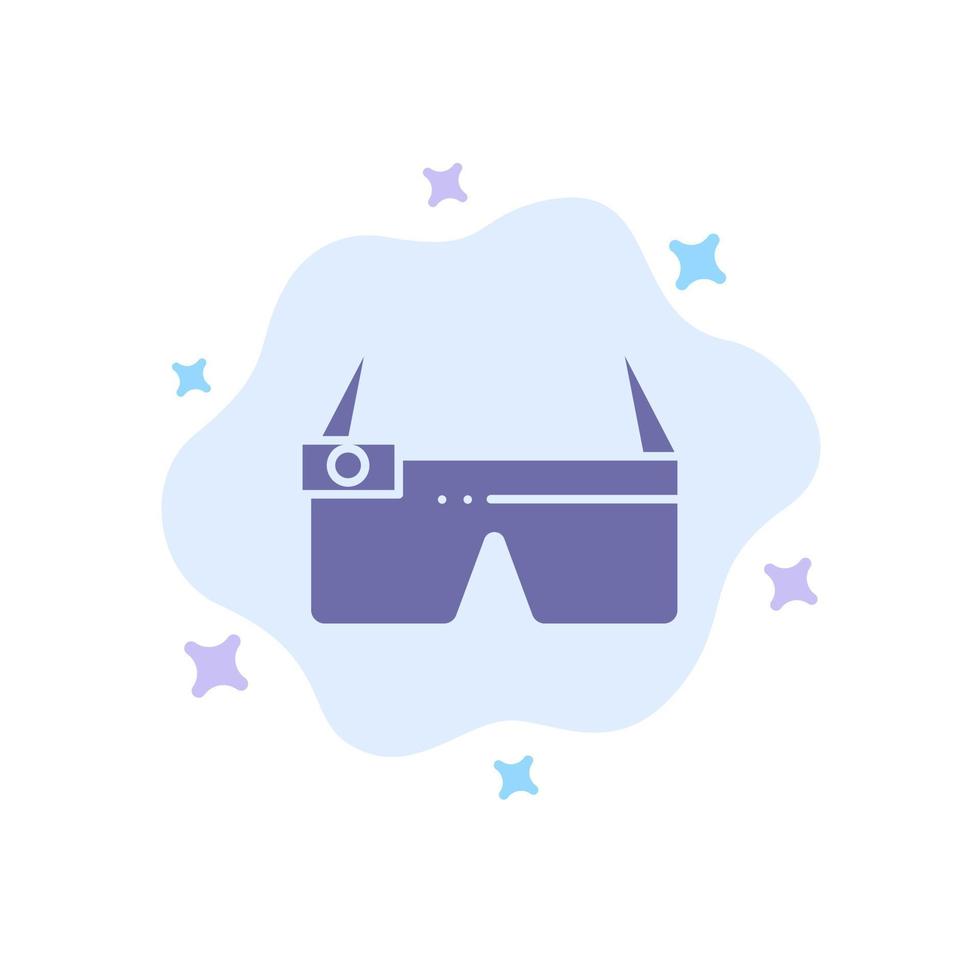 Device Glasses Google Glass Smart Blue Icon on Abstract Cloud Background vector