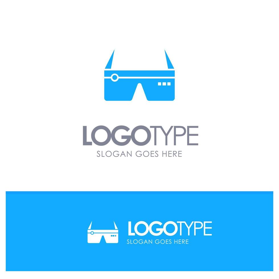 Computer Computing Digital Glasses Google Blue Solid Logo with place for tagline vector