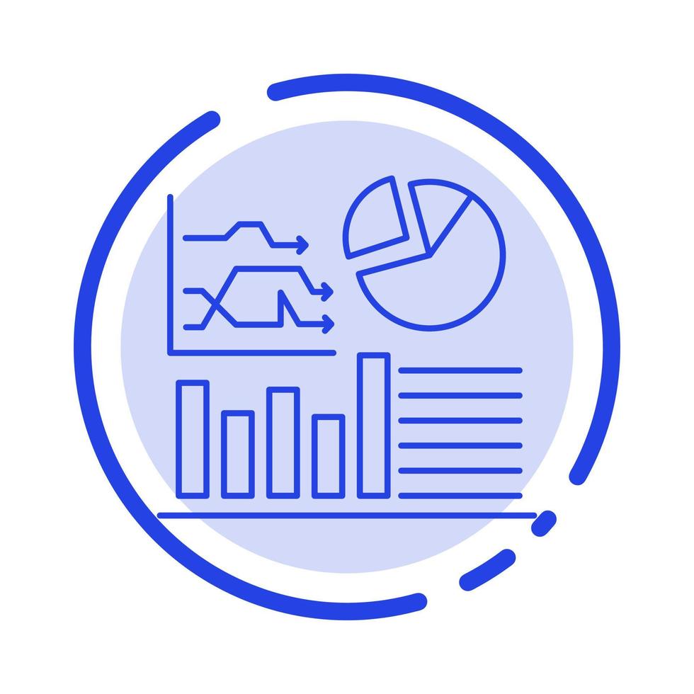 gráfico éxito diagrama de flujo negocio azul línea punteada icono de línea vector