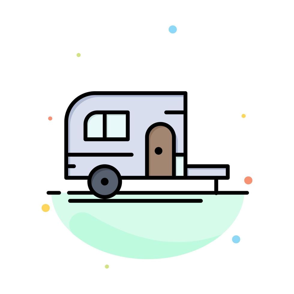Caravan Camping Camp Travel Abstract Flat Color Icon Template vector
