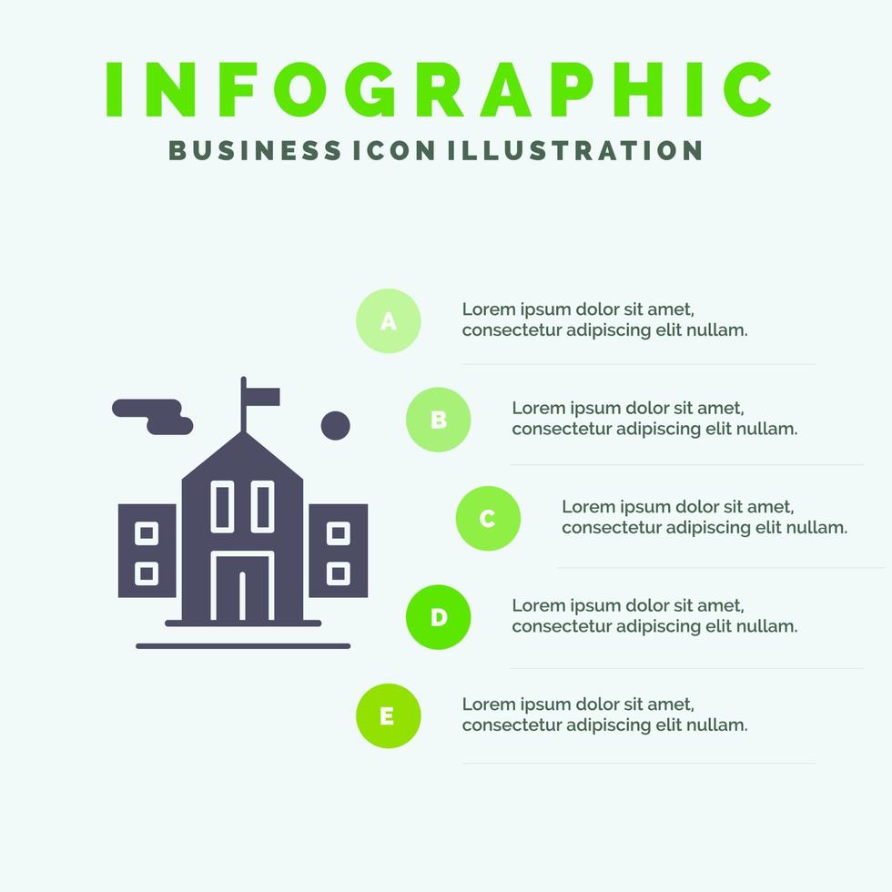 School Flag Education Solid Icon Infographics 5 Steps Presentation Background vector