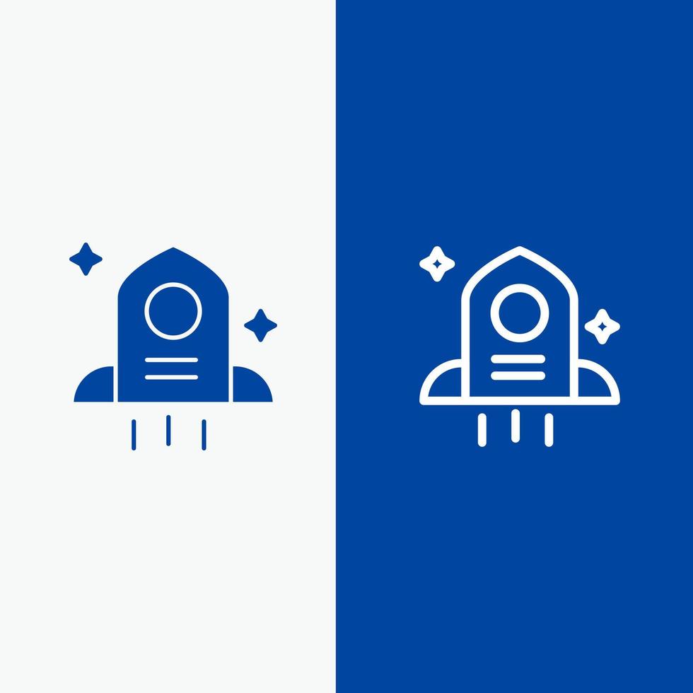 Astronomy Rocket Space Line and Glyph Solid icon Blue banner Line and Glyph Solid icon Blue banner vector
