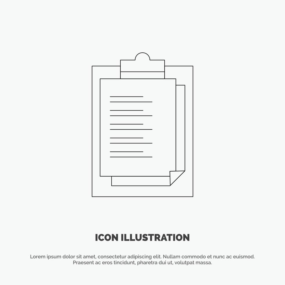 Notepad Report Card Result Presentation Line Icon Vector