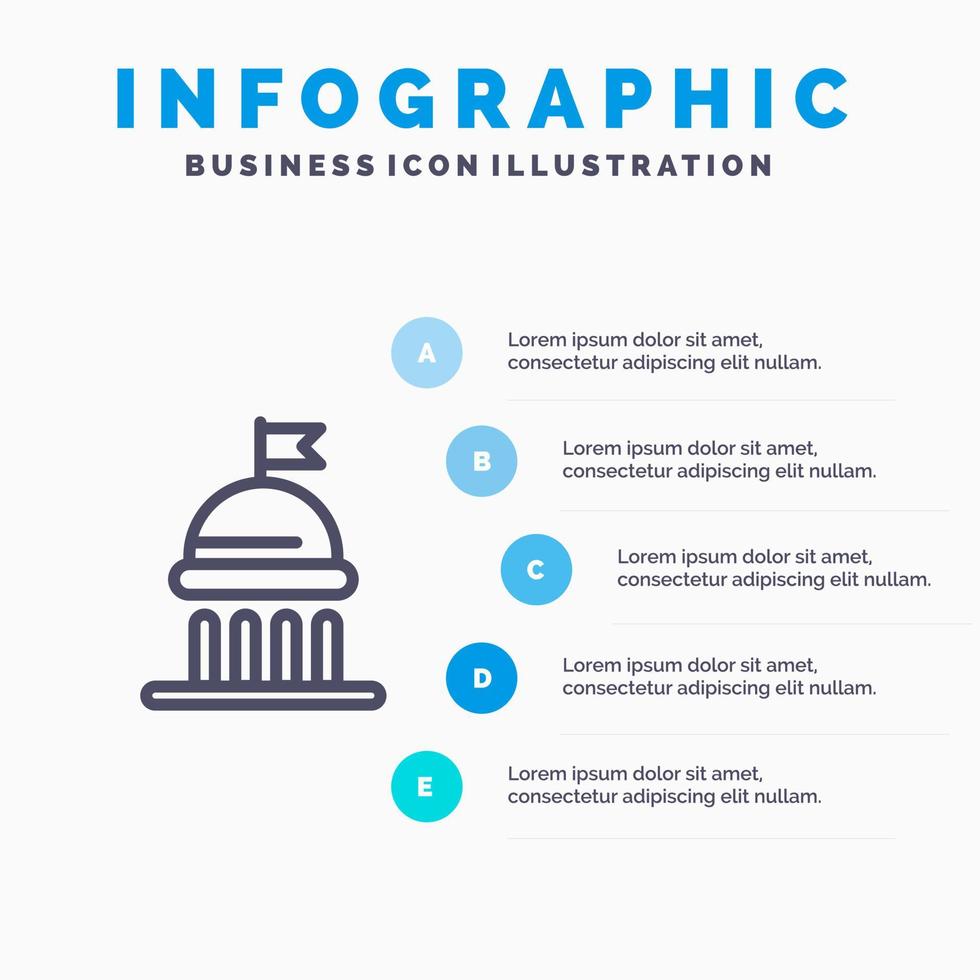 icono de línea de voto de política política de campaña con fondo de infografía de presentación de 5 pasos vector