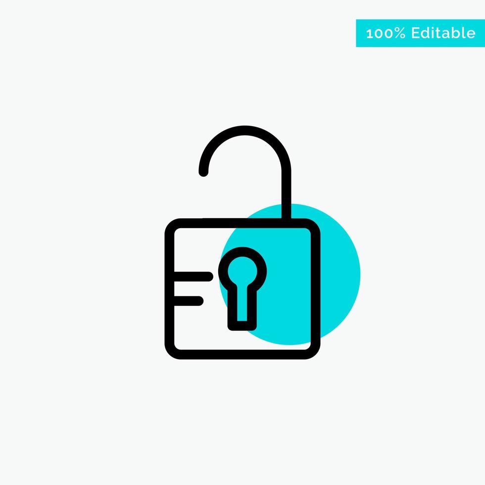 Unlock Study School turquoise highlight circle point Vector icon