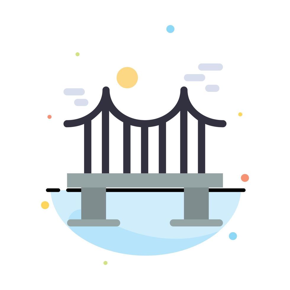 Across Bridge Metal River Road Abstract Flat Color Icon Template vector