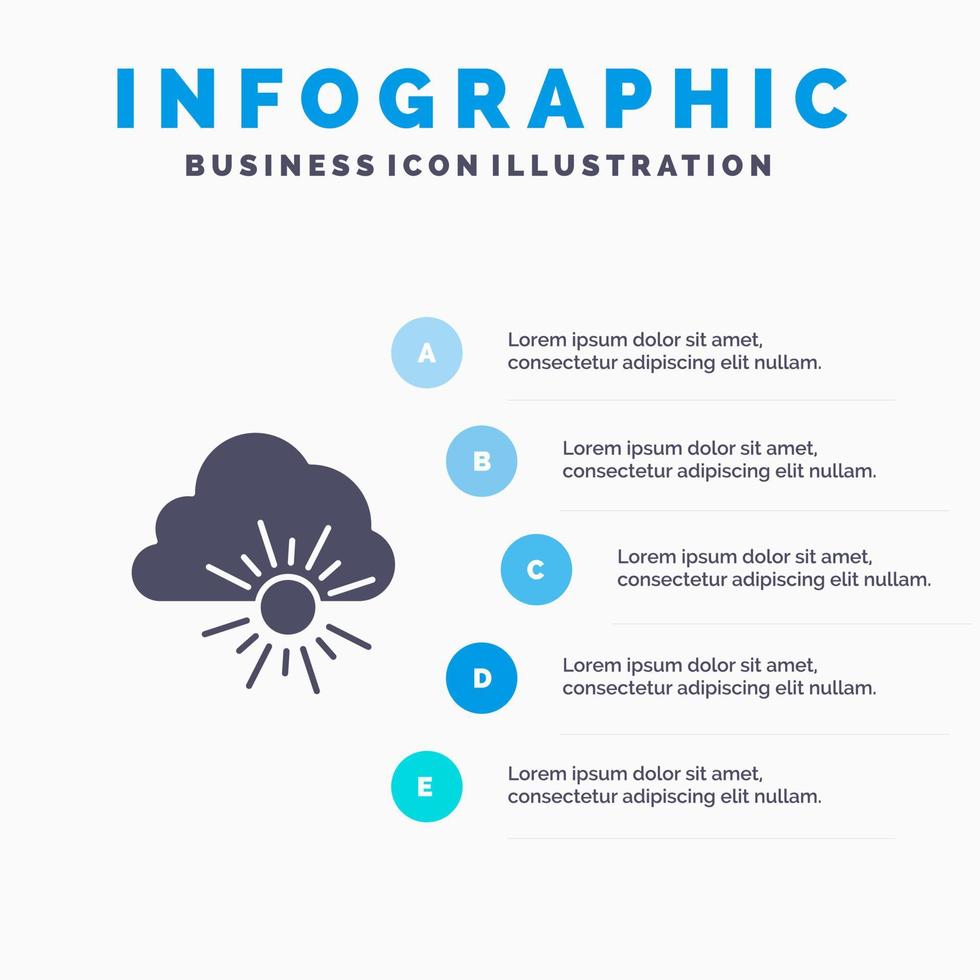 Cloud Nature Spring Sun Solid Icon Infographics 5 Steps Presentation Background vector