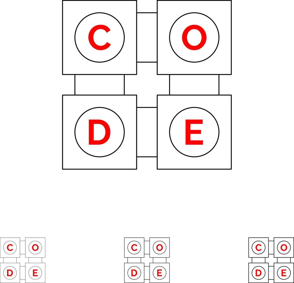 Code Learning Code Learning Education Bold and thin black line icon set