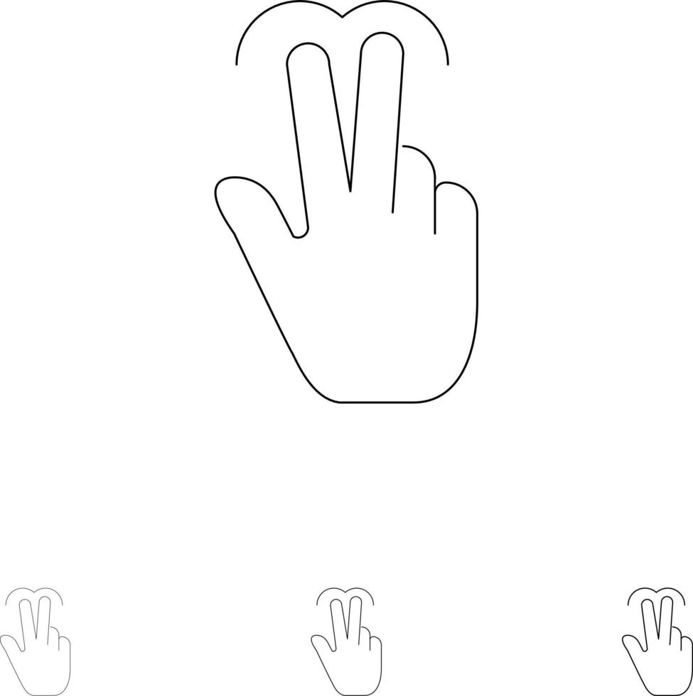 Gestures Hand Mobile Touch Tab Bold and thin black line icon set vector