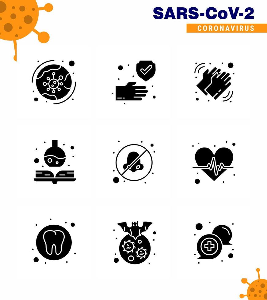 9 Solid Glyph Black coronavirus epidemic icon pack suck as breathe medical safe handbook dry viral coronavirus 2019nov disease Vector Design Elements