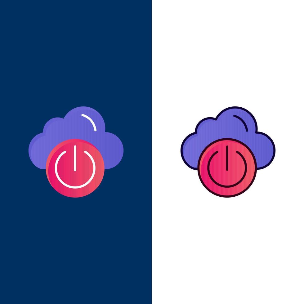 Cloud Power Network Off  Icons Flat and Line Filled Icon Set Vector Blue Background